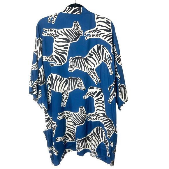 Emerson Fry India Collection Zebra Print Kimono Robe Boho Duster Size XS/Small - Picture 6 of 8